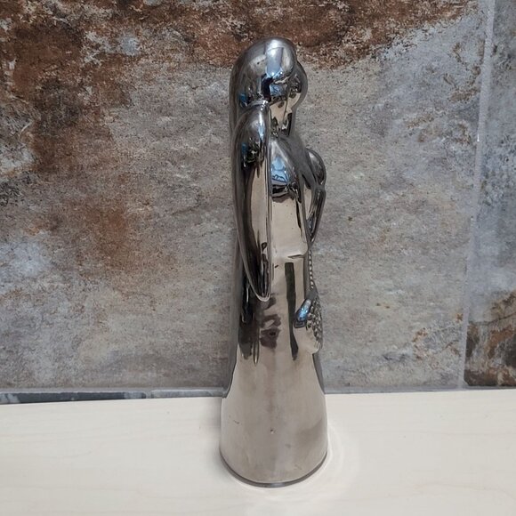 Ceramic Silver Mirror Glaze Finish Angel Figurine - Picture 5 of 10